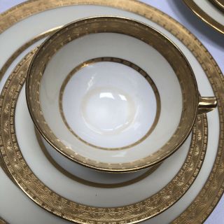 Tiffany Minton China Porcelain gold rimmed Antique Cup Saucer Plate Set 10 H1992 5