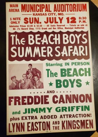 Beach Boys Summer Safari Poster (1964) - Large 17 " X 26 " Rare