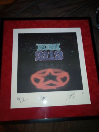 Rush Hand Signed Ap 42/50 2112 Framed Lithograph Geddy Alex Neil Peart