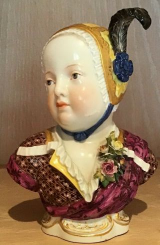 Meissen Porcelain Bust Of Child / Girl