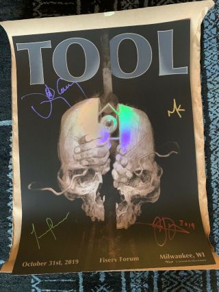 Tool 10/31/2019 Milwaukee Signed Poster Rainbow Foil Ultra Rare Number 80/650