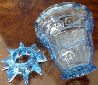 Cambridge Glass Large Blue Flower Frog Holder Vase,  & Perfect 11