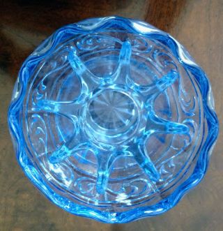 Cambridge Glass Large Blue Flower Frog Holder Vase,  & Perfect 4
