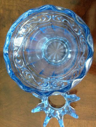 Cambridge Glass Large Blue Flower Frog Holder Vase,  & Perfect 8