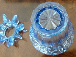 Cambridge Glass Large Blue Flower Frog Holder Vase,  & Perfect 9