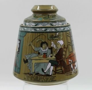 Buffalo Pottery Emerald Deldare Ware 1911 Syntax Humidor Tobacco Jar & Lid 2