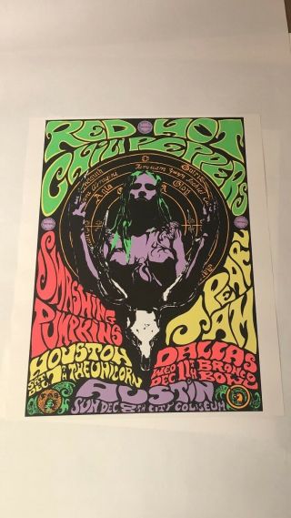 Rare Pearl Jam Red Hot Chili Peppers Smashing Pumpkins 1991 Frank Kozik Poster