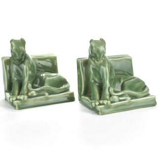 Arts And Crafts Rookwood Pottery Panther Cat 2564 Bookends C1948