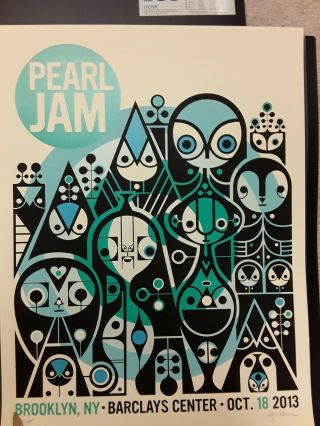 Pearl Jam Posters Brooklyn 2013 Pendelton Both Variants S/ 100 Eddie Vedder