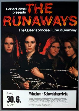 The Runaways Joan Jett - Mega Rare Vintage Munich 1978 Concert Poster
