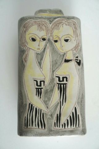 Rare Marcello Fantoni Italian Mid Century Art Pottery Vase Twin Girls Vase