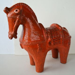 Italian Pottery Bitossi Large Orange 16  Horse Figurine