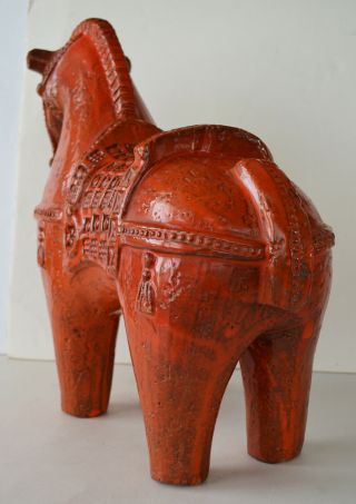 Italian Pottery Bitossi Large Orange 16  Horse Figurine 6