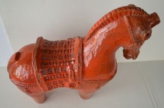 Italian Pottery Bitossi Large Orange 16  Horse Figurine 7