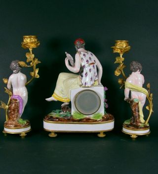 Magnificent Royal Vienna Porcelain Clock Set.  Mid - 19th Century. 2