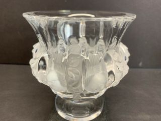 Vtg Lalique Art Heavy Crystal Dampierre Vase Birds N Vines Signed 2 Lbs