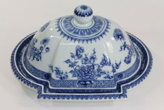 Mottahedeh Blue & White Chinese Canton Pattern Ceramic Serving Platter & Cover 2