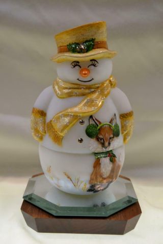 Fenton Snowman Fairy Light Golden Festive Fox Ooak Vicki Curren Freeusashp