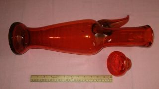 Vintage Blenko Glass Wayne Husted Tangerine Decanter Pitcher Spout & Lid 20.  5 