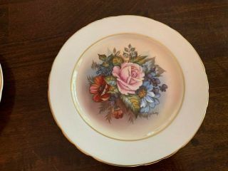 Aynsley Signed J.  A Bailey China Salad Plates Cabbage Rose - 5 Plates 3