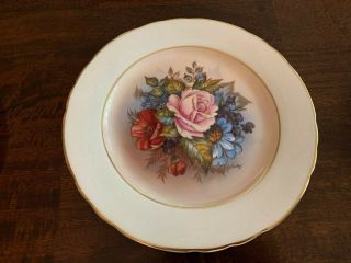 Aynsley Signed J.  A Bailey China Salad Plates Cabbage Rose - 5 Plates 4