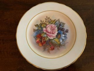 Aynsley Signed J.  A Bailey China Salad Plates Cabbage Rose - 5 Plates 5