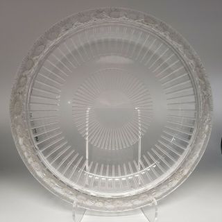 Large Signed Vintage Lalique France Marguerites Crystal Art Glass Bowl W/ Flower