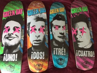 4x Green Day Skateboards Uno Dos Tre Quatro Rare Real