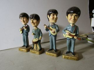 1960s Set Of Beatles Bobble Heads Bobbleheads Car Mascots Nodders