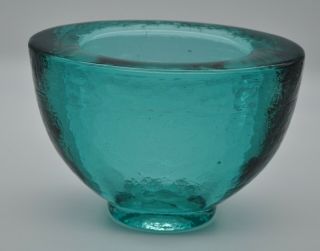 Fire & Light Aqua Blue Green Oval Wide Lipped Vase,  Arcata,  Ca Art Glass 8lb 2oz