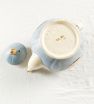 Sadler England Teapot Creamer Country Girl Blue Gold Vintage 5