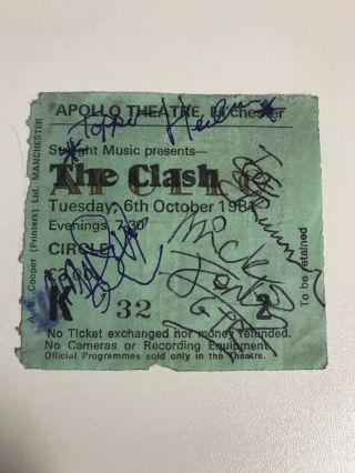 Rare Autographed The Clash Fully Signed Apollo Manchester Ticket Joe Strummer