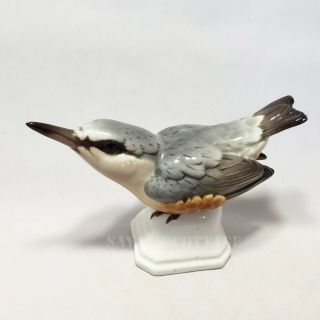 Antique 1916 Nymphenburg Western Germany Porcelain Nuthatch Bird Figurine