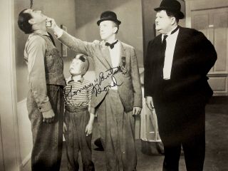 Our Gang Autograph Tommy " Butch " Bond Signed Photo With Laurel And Hardy