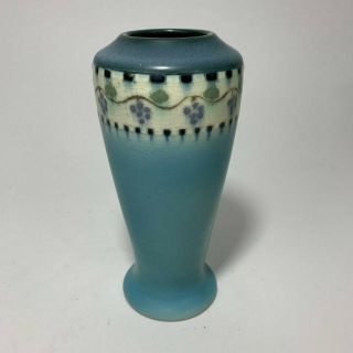 1915 Caroline Steinle Rookwood Pottery Matte Vellum Grape Vine Blue Banded