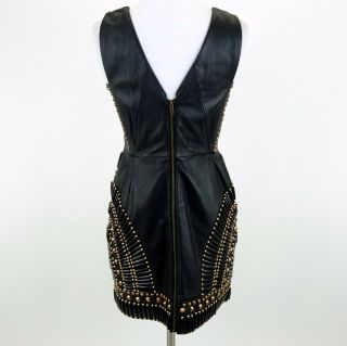 Miranda Lambert NASTY GAL Black Leather Sleeveless Studded Mini Dress Size M 3