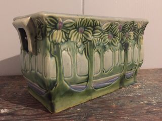 Stunning Early Roseville Pottery Vista Or Forest Handled Window Box Circa 1920