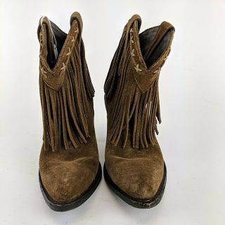 Miranda Lambert IDYLLWIND Brown Leather Fringe Cowboy Boots Size 8.  5 B 2