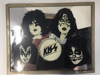 Vintage Rare 70 ' s Kiss Mirror Gene Simmons Paul Stanley Ace Frehley Peter Criss 2