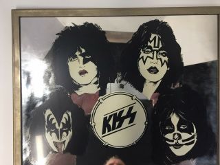 Vintage Rare 70 ' s Kiss Mirror Gene Simmons Paul Stanley Ace Frehley Peter Criss 3