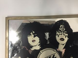 Vintage Rare 70 ' s Kiss Mirror Gene Simmons Paul Stanley Ace Frehley Peter Criss 5
