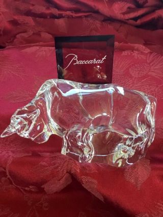 Flawless Stunning Baccarat Art Glass Crystal Charging Bull Wall Street Figurine
