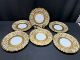C.  Ahrenfeldt Limoges Gold Encrusted France Depose Set Of 6 Dessert Plates