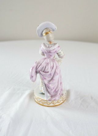 Meissen Antique Figurine Table Cards Porcelain Lace Purple Dress RARE 4