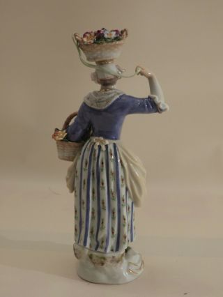 Antique 1st Quality Meissen Figurine Flower Basket in hand & on head 4