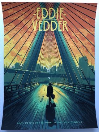 Eddie Vedder Poster Pearl Jam Sao Paulo Brazil Dan Mumford Ap/sn