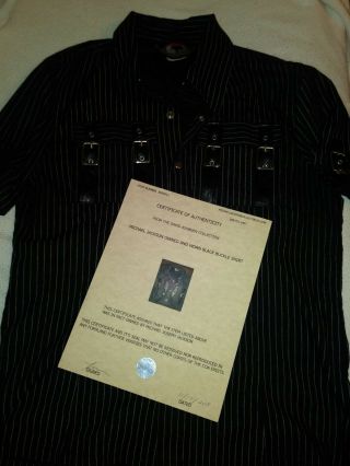 Michael Jackson Owned And Worn Blk Buckle Snap Shirt Vintage 80 