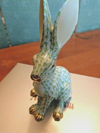 Herend Jack Rabbit Key Lime Bunny Fishnet Figurine W/jay Strongwater Frame