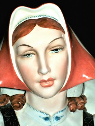 Antique Italy Art Deco Lenci Artist Bertolotti Beauty Lady Ceramic Lamp Figurine