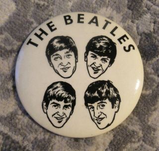 Beatles Vintage Very Rare 1964 3.  5 " Canadian Pinback Button One Of The Scarcest